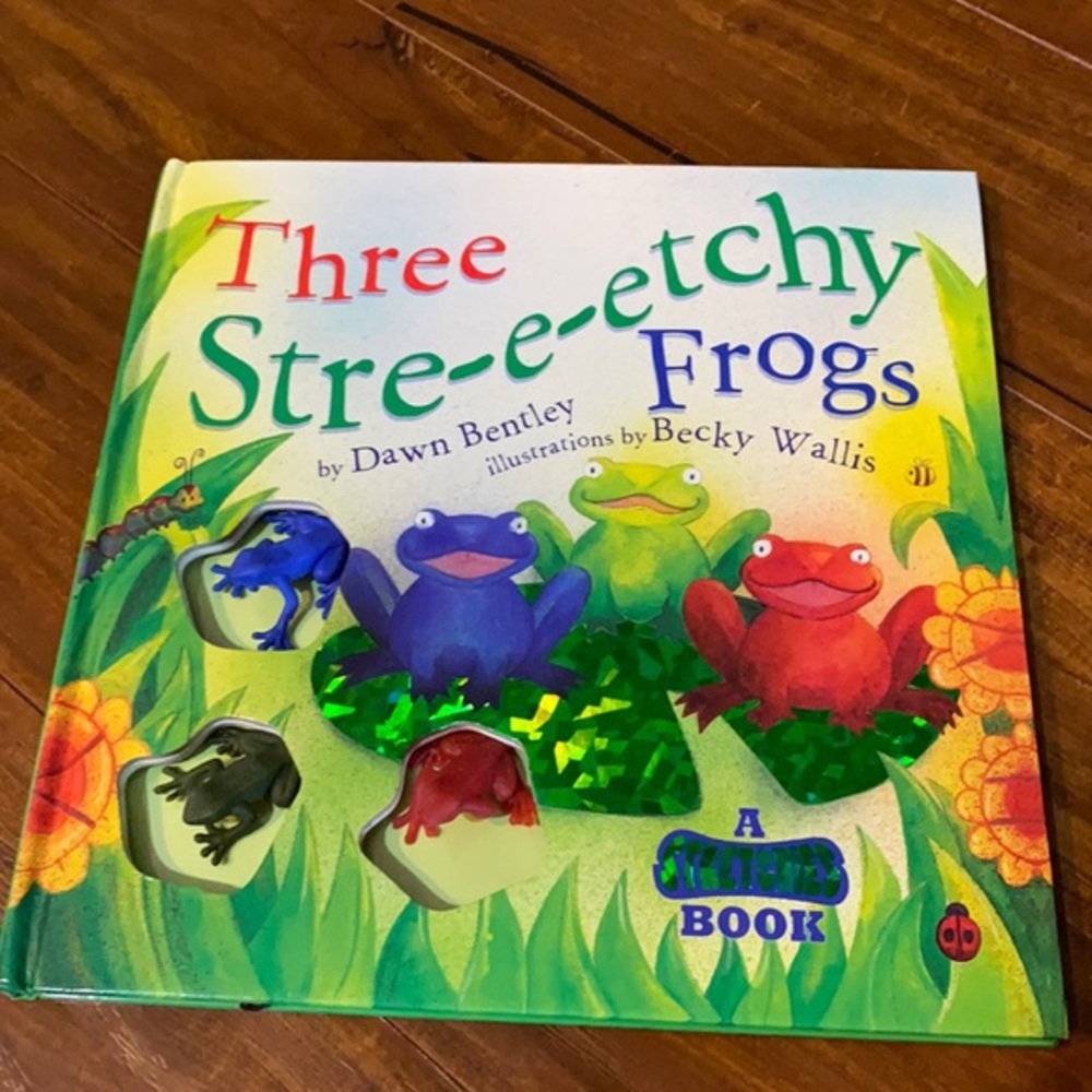 Three Stre-e-etchy Frogs Stretchies Interactive Book 3 Rubber Frogs HC